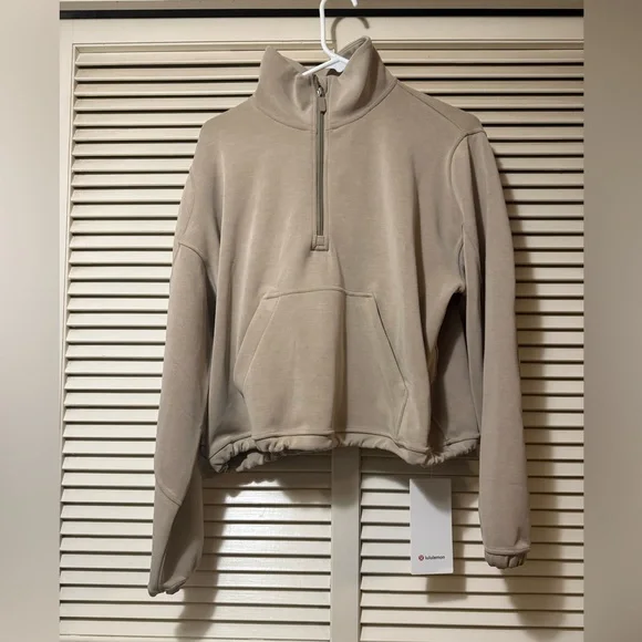 NWT - Lululemon brushed Softstreme Half-Zip Pullover Sheer oak - Picture 4 of 6